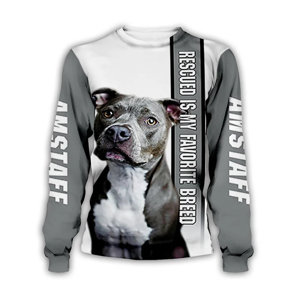 

CLOOCL 3D Dog Printed Sweatshirts Staffordshire Bull Terrier Streewear Pet DIY Personalized Customize Pullover Tops Men Clothing