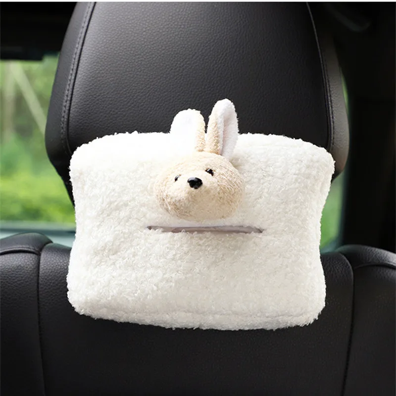 

Cartoon Cute Lamb Wool Pumping Paper Bag Universal Armrest Box Seat Back Car Tissue Box