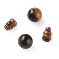 2 Set Natural Tiger Eye Buddhist Beads 3 Hole Guru Beads T-Drilled Beads Buddha Jewelry Findings Tiger Eye Round: 10mm