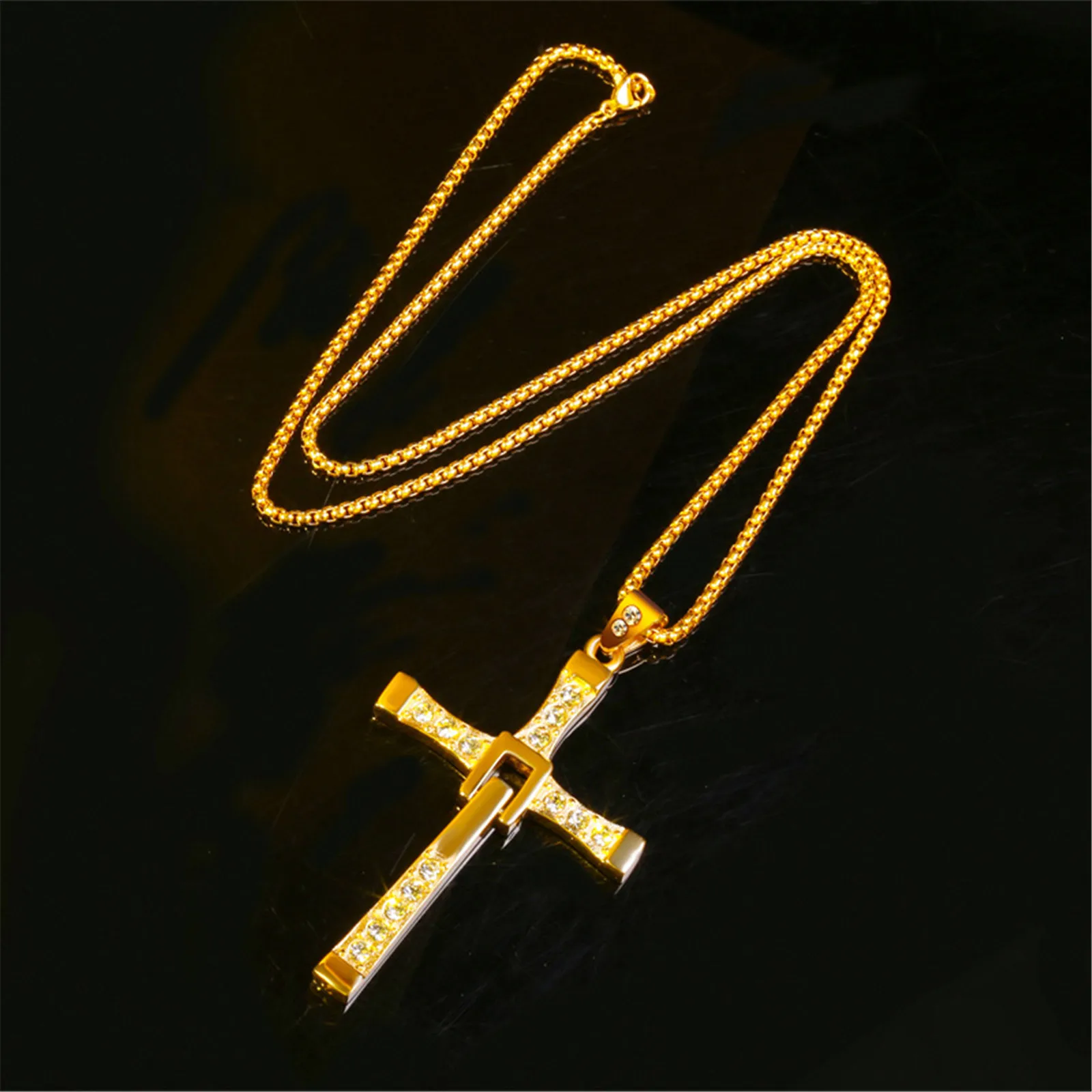 Cross Jesus Christ Pendant Fast and Furious Dominic Toretto Stainless Steel Titanium Cross Necklace for BF Colgante de Cruz