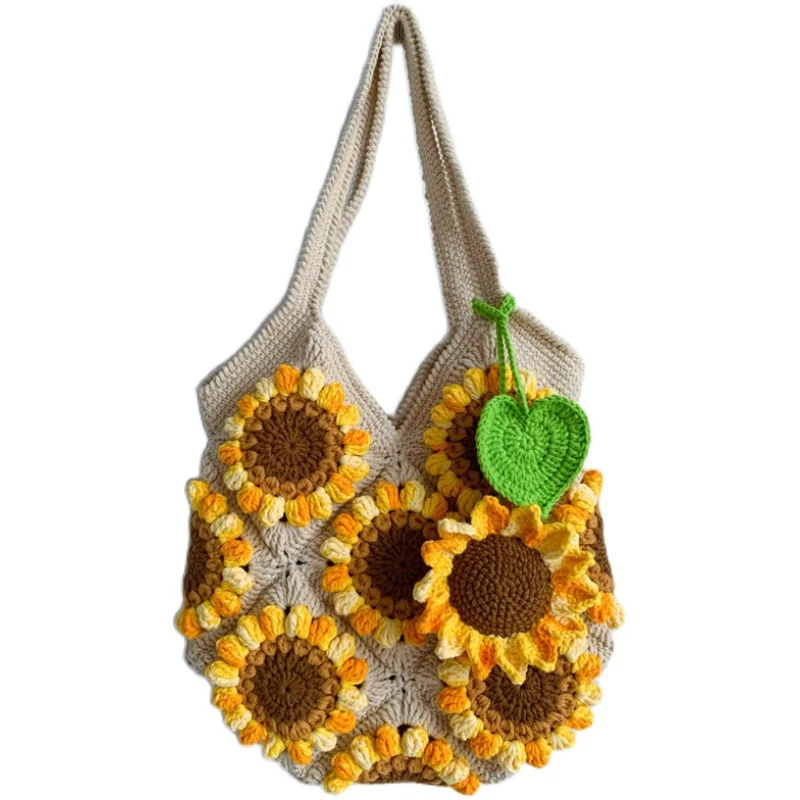 Imagem -02 - Bolsa de Mão com Flor Crochet para Praia Bolsa de Mão Bolsa de Mão Rápido Novo Verão