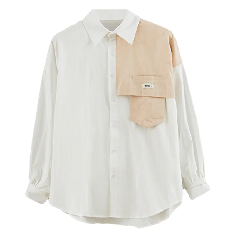 

Fall New Style Retro Contrast Stitching Shirt Men's Long-Sleeved Korean Style Trendy Handsome Loose Shirt Thin Jacket Soft M-XXL