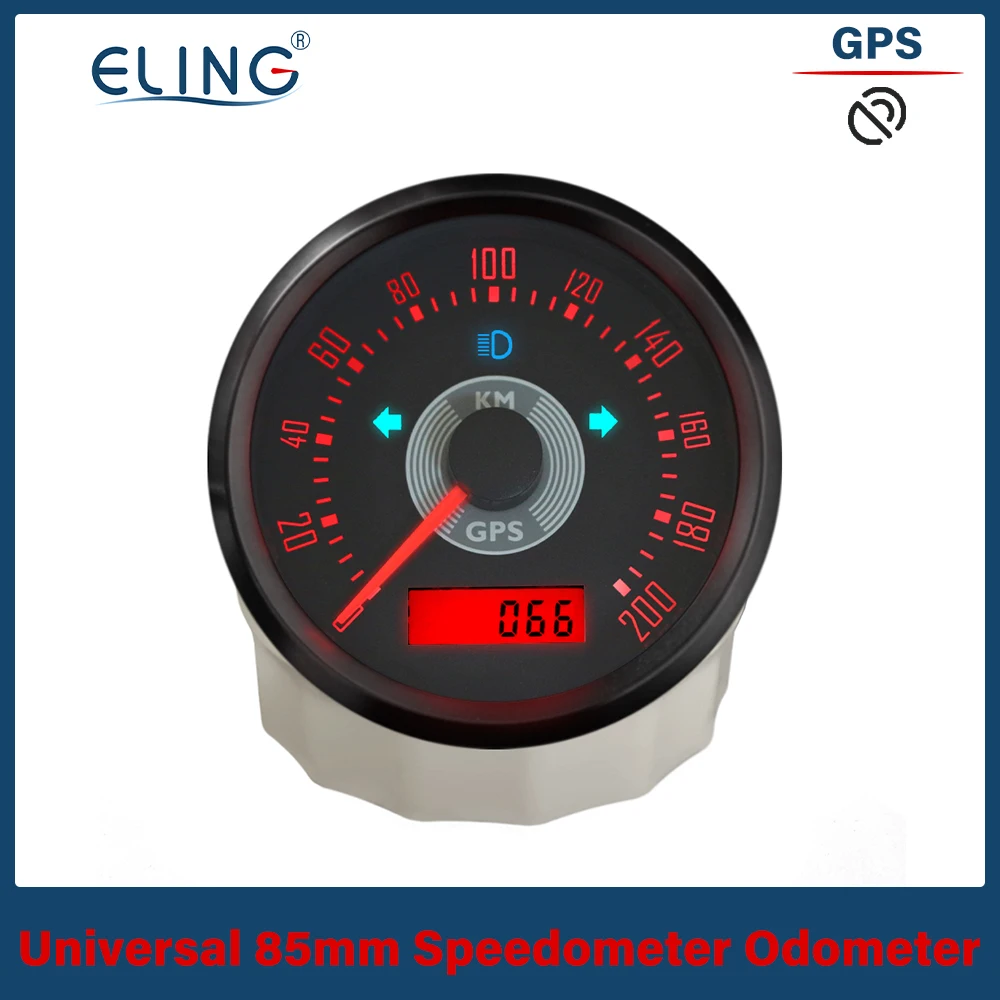 

ELING Classical 85mm 0-160 km/h 0-200 km/h GPS Speedometer Odometer Adjustable with Red Yellow light Waterproof for Car Boat