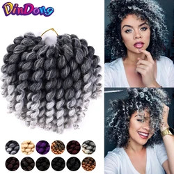 DinDong-Extensión de cabello sintético para mujer, rizo de varita Jumpy de 8 pulgadas, trenzado de rebote jamaiquino, trenzas de ganchillo