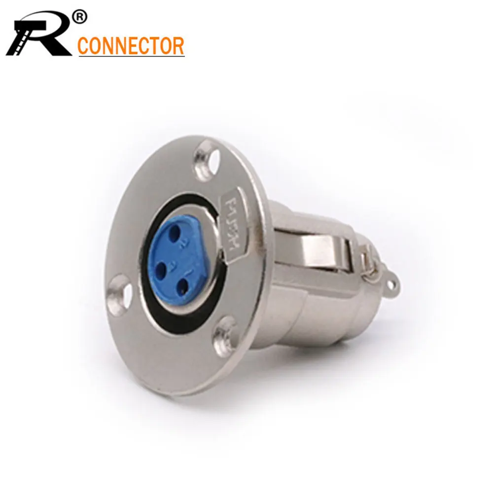

4pcs High quality Nickel Plated 3PIN XLR Connector 3 Holes Panel Mount Push-type Female XLR Aviation Connector Audio XLR Adapter