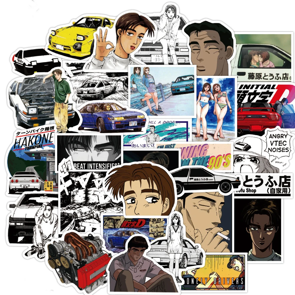 10/30/50PCS Initial D Stickers Laptop DIY Fridge Guitar Luggage Skateboard Phone Car Bike Waterproof Graffiti Sticker Kid Toys