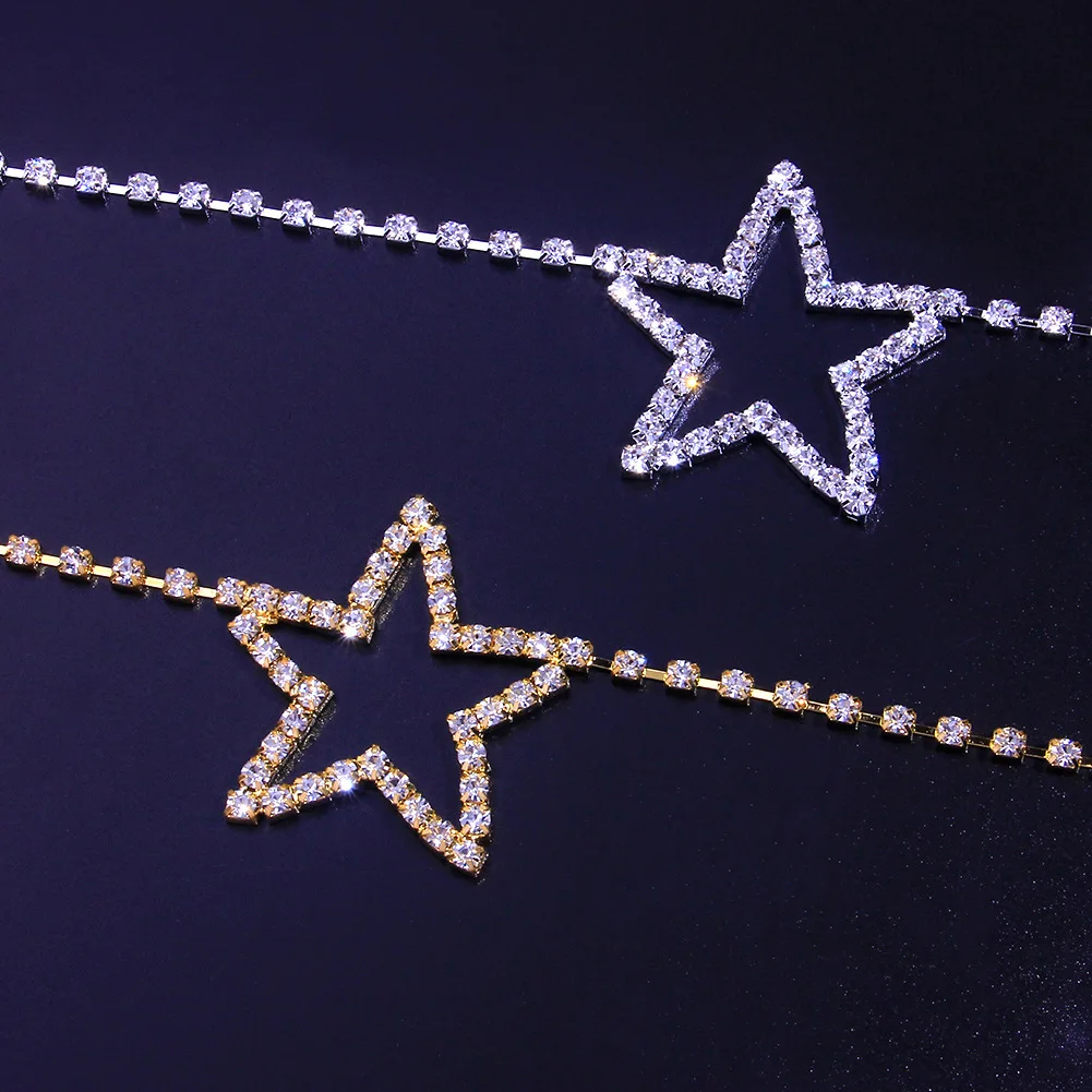 الفاخرة حجر الراين القلب ستار الخصر حزام على شكل سلسلة مثير الجسم سلسلة مجوهرات للنساء سحر بيكيني بلينغ كريستال البطن سلسلة S1091 #5