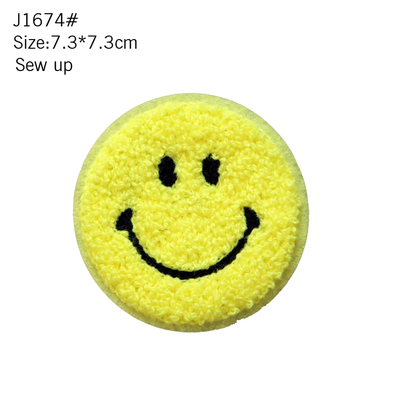 Cute Towel Smile Patch Embroidery Patch Clothes DIY Circular Sticker Cloth Sewing Bag / Jeans Decal