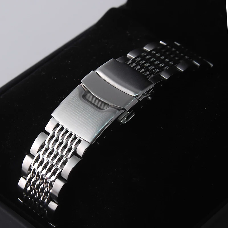 Luxury 18/22/20mm  Solid Link Stainless Steel Watch Band  Folding Clasp Safety Watches Strap Bracelet Replacement