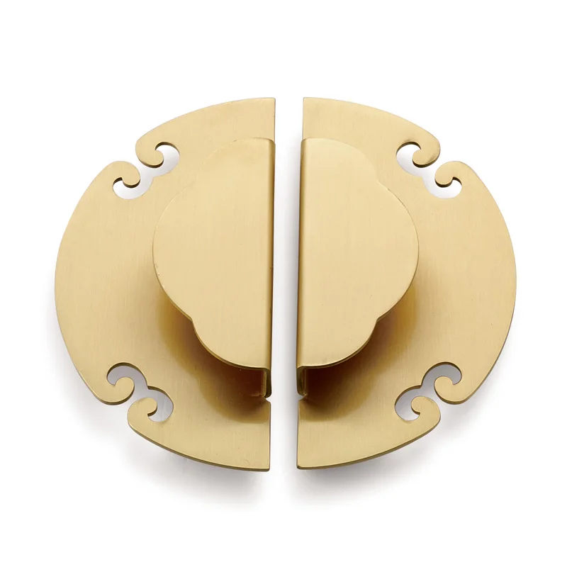 1 pair Chinese Style Brass Cabinet Handles Kitchen Furniture Knobs Retro Wardrobe Pull Handle Gold Drawer Knob