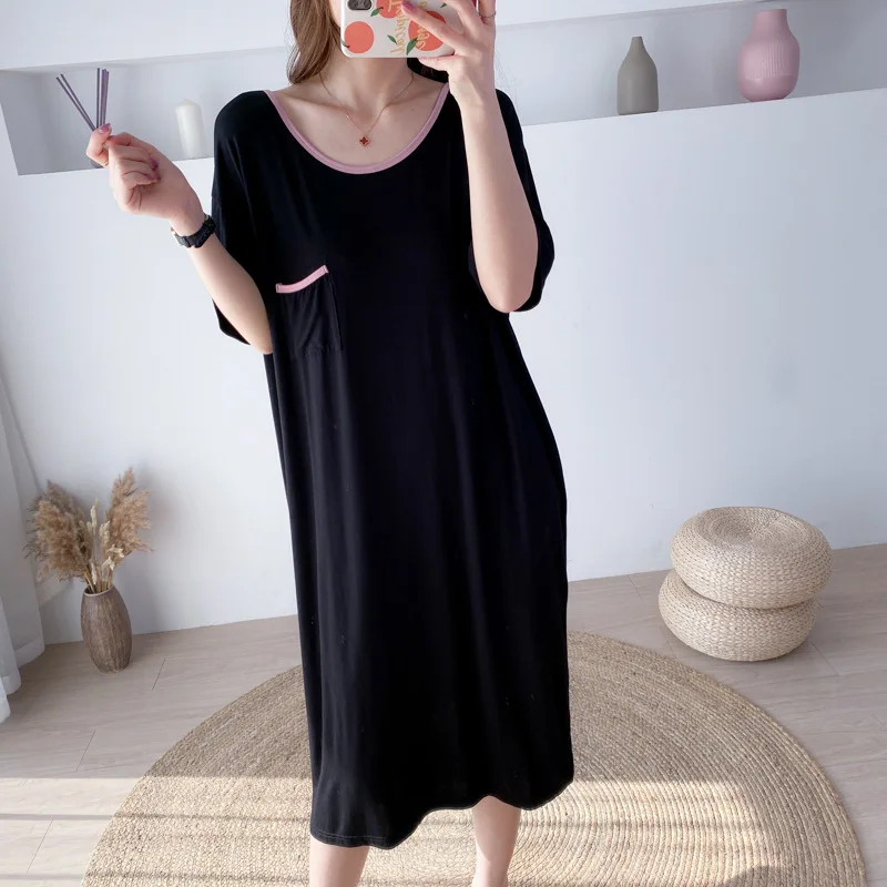 Net Red Summer Nightgowns For Women Casual Modal Cotton Sleepwear Loose Ladies Night Dress Sexy Backless Nightshirt L-3XL