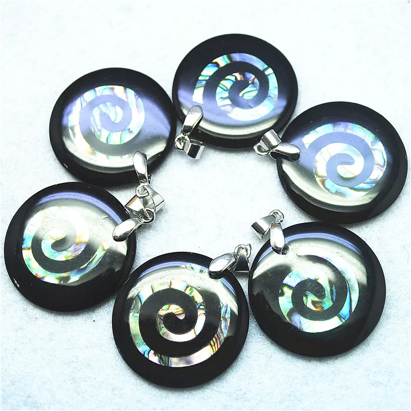 

4PCS Shell Pendant With Abalone Mother Of Pearl Round Shape 30MM Unique Women Necklace Making Jewelry Accessories