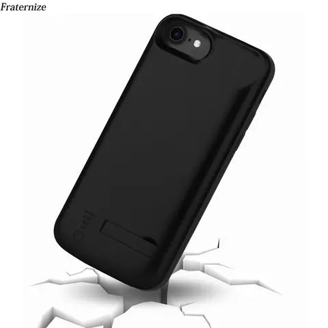 8000mAh Battery Charger Case For iPhone 6 6S 7 8 Plus Backup Power Bank Silicone Full protection frame Charging Stand Back Cover