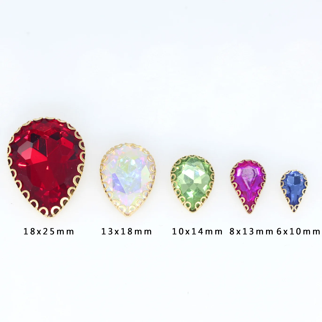 New All-size Teardrop Flatback sewing crystal glass stone sew on rhinestones jewels gold base lacy claw Diy clothing accessories