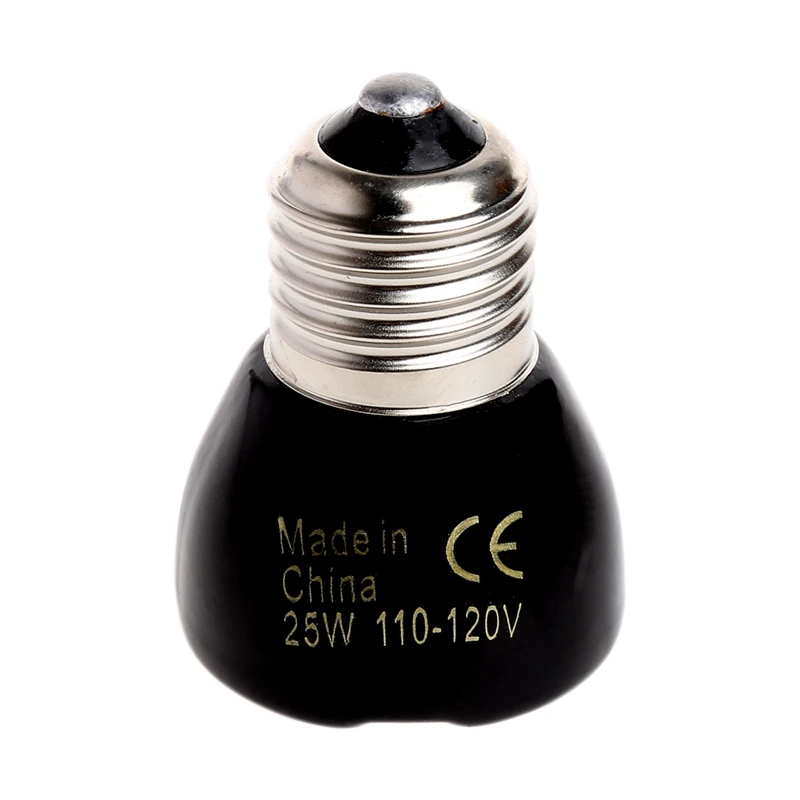 Pet Heating Light 25W 50W 75W 100W Mini Infrared Ceramic Emitter Heat Lamp Bulb Black For Reptile Pet Brooder 110 - 120 V