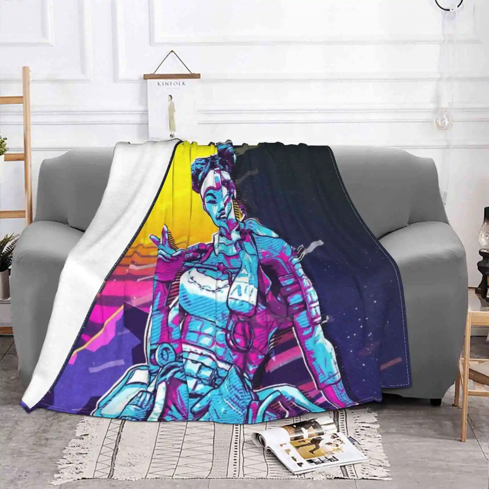 Apex Legends Lifeline 80s Retro Hot Sale Printing High Qiality Flannel Blanket Miami Synthwave Eighties Outrun