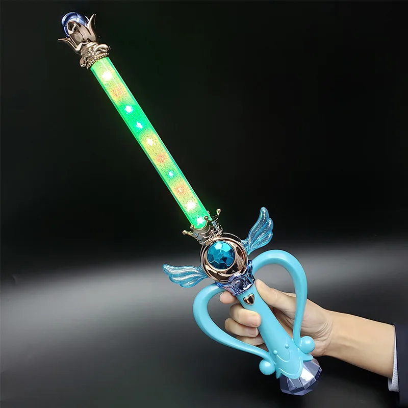 Electric Flashing Sounding Magic Stick Girls Toy Cosplay Sailor Moon Princess Magician Music Magic Sword Pretend Play Kids Toy