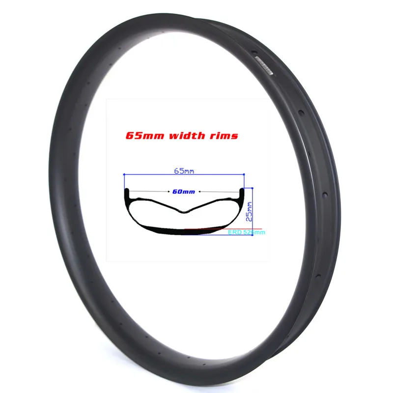 26ER Fat Bike Composite Rims Carbon Tubeless 65 mm 80 mm 100 mm Width 25 mm Profile Snow Bicycle Circle