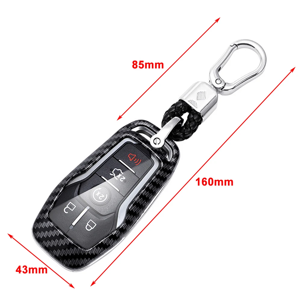 Carbon Fiber ABS Hard Car Smart Key Shell Pretector Cover w/ Chain For Ford Fusion Explorer Mustang Edge F150 Mondeo For Lincoln