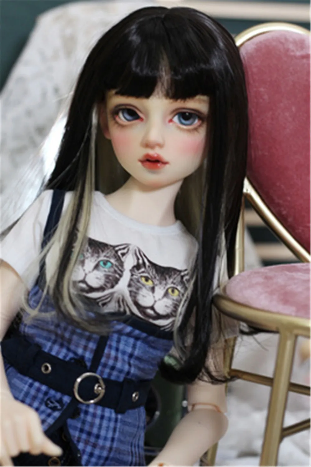 BJD/SD wig 1/3,1/4,1/6 High Temperature Silk wig Two-tone Long Hair BJD Doll Accessories (no dolls)