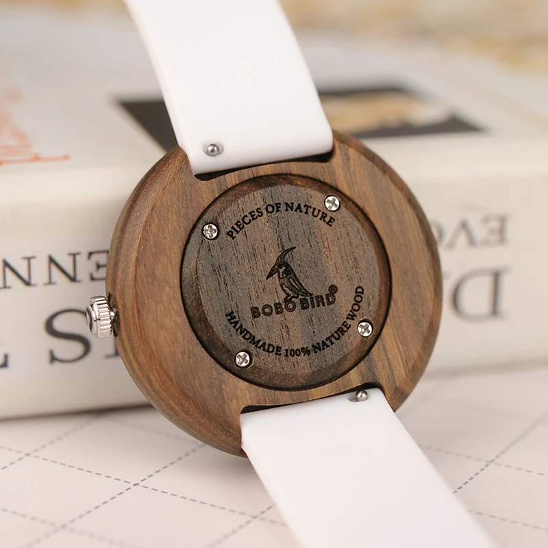 Reloj Mujer BOBO BIRD Wood Ladies Watch Fashion Colorful Silicone Strap Quartz Women\'s Watches In Gift Box Dropship Wholesale