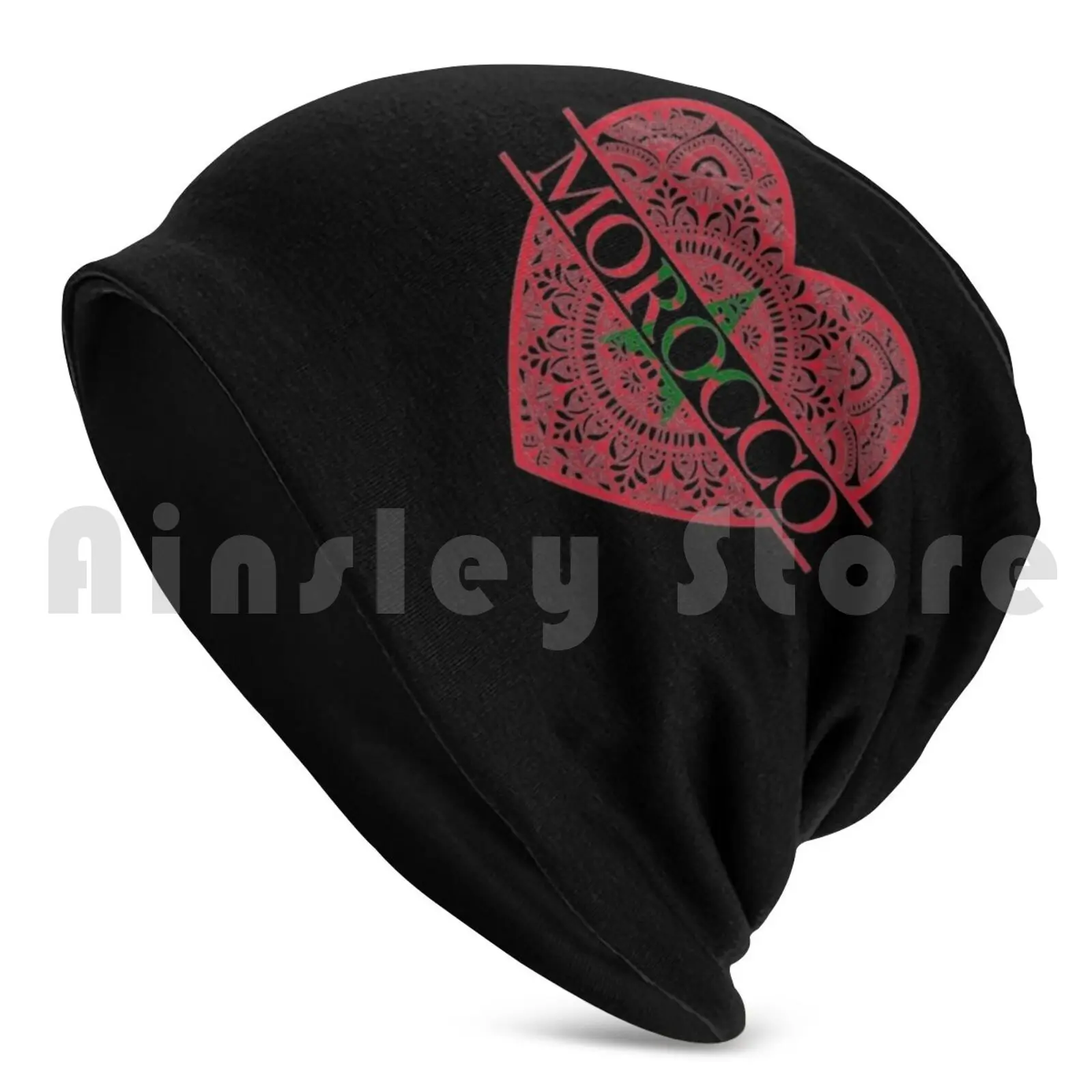 I Love Morocco Heart Mandela Flag Of Morocco-Gift For Moroccan From Morocco Beanies Pullover Cap Comfortable