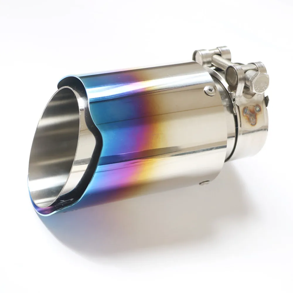Newest Style Blue Stainless Steel Universal System End Pipe+Car Exhaust Tip 1 Piece