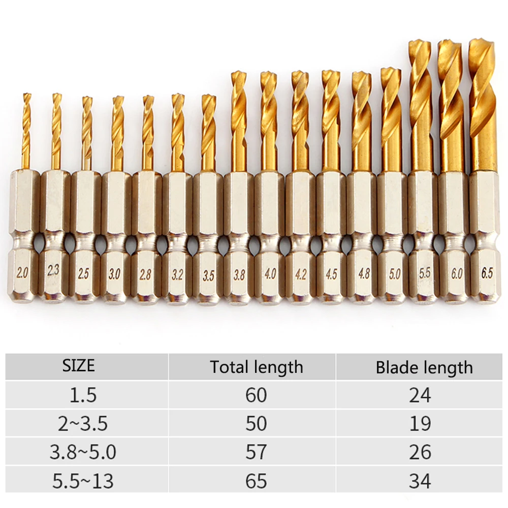 1/4 Hex Shank Auger Bit Angle Iron Stainless Steel Special Drill  1.5-13mm Ultra Short Type