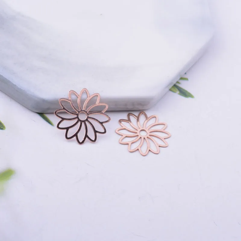 50 Stück AC12178 18mm Messing-Blumen-Abstandshalter-Anhänger für DIY-Schmuckherstellung – Detail 8