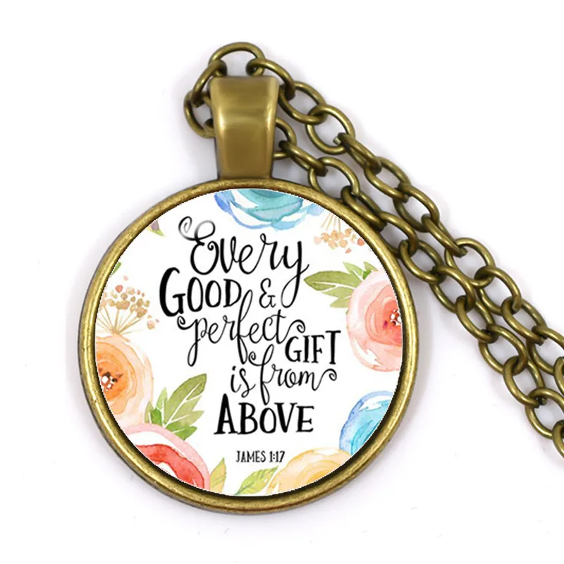 James 1:17 Every Good and Perfect Gift is from Above Bible Verses Nursery Verse Necklace Fashion Jewelry Religion Pendant