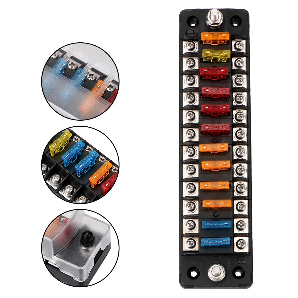 6 Ways 12 Ways Blade Fuse Block Fuse Box Holder Flame Retardant With Double Fuses For Auto Car Marine Trike 32V 75A