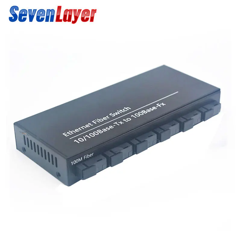 Fast Ethernet switch Converter 20KM Ethernet Fiber Optical Media Converter Single Mode 1 RJ45 7 SC fiber Port 10/100M 7F1E