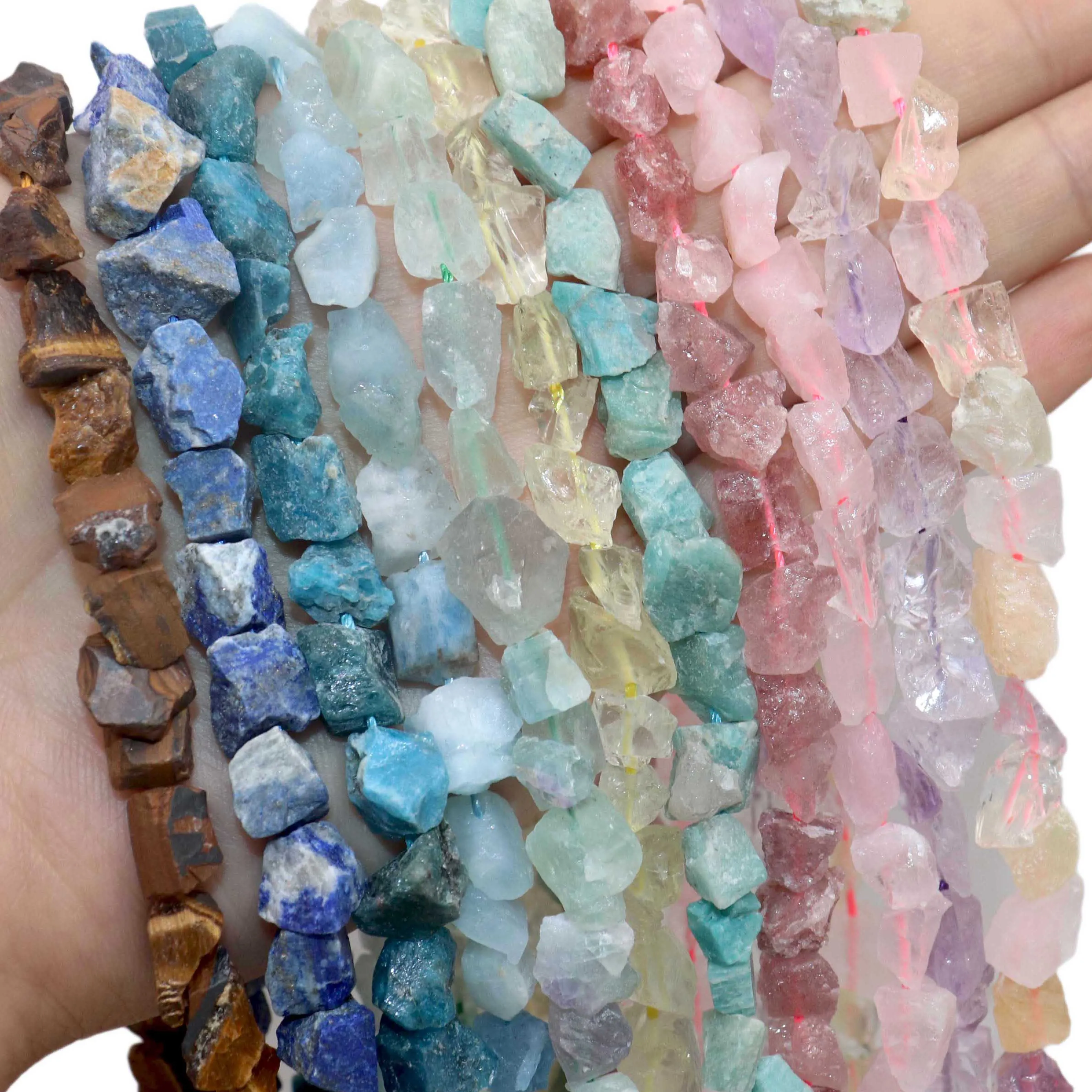 7-11mm Natural Irregular Freeform Raw Stone Rough Nugget Amazonite Amethysts Jades Minerals Crystal Beads DIY Jewelry Making