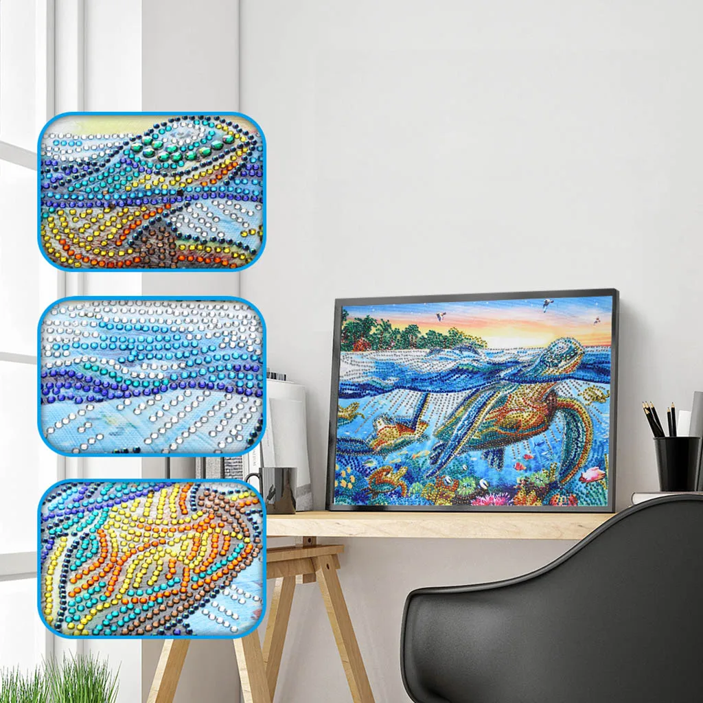 Special Shaped Diamond Painting Animal Tortoise In The Sea Scenery of Rhinestones Diamond Embroidery Cross Stitch Home Decor