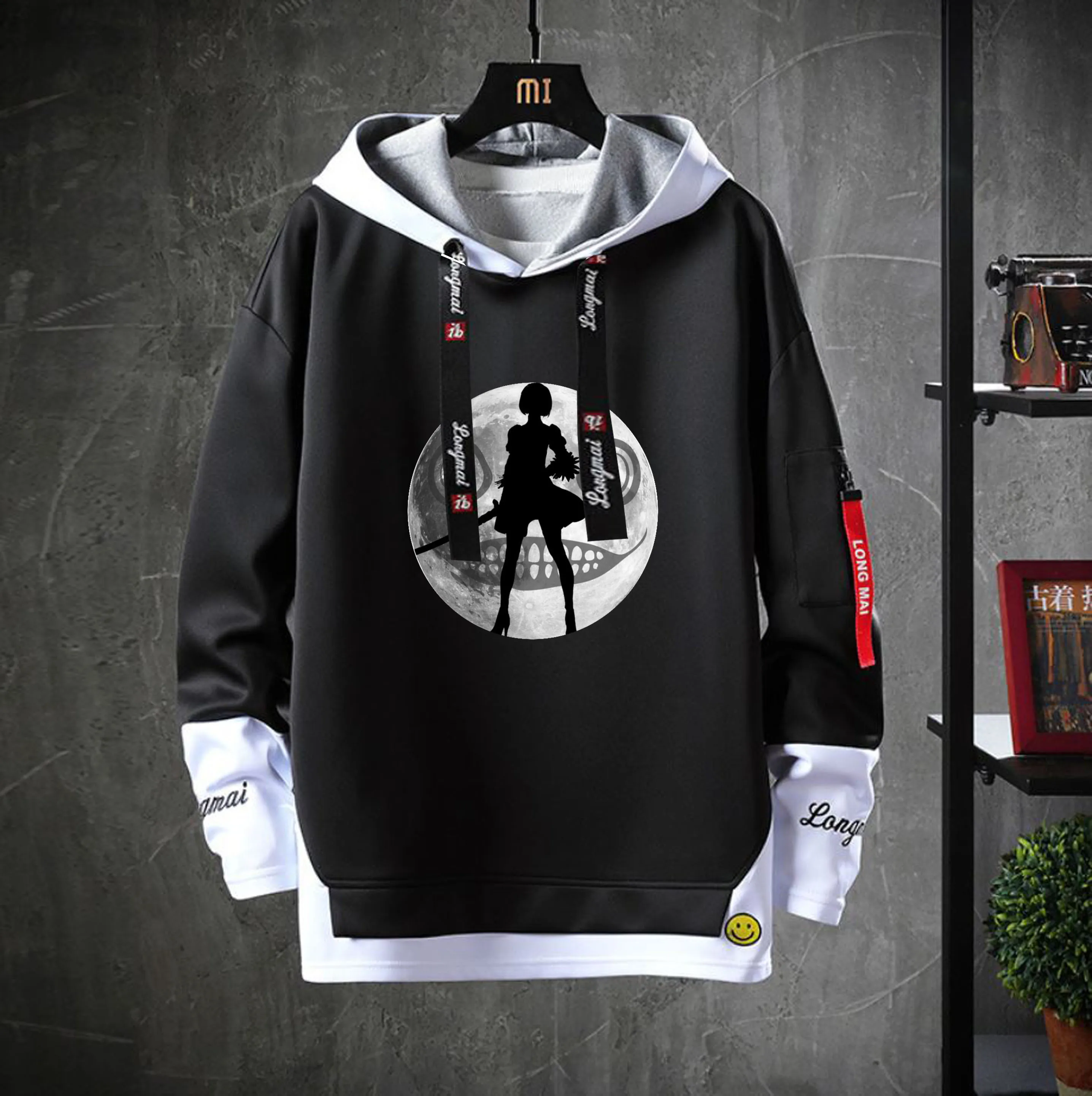 anime NieR：Automata Hooded Teenagers cosplay cartoon Costume coat Unisex Casual Fake Two-Piece Hoodies Sweatshirt jacket