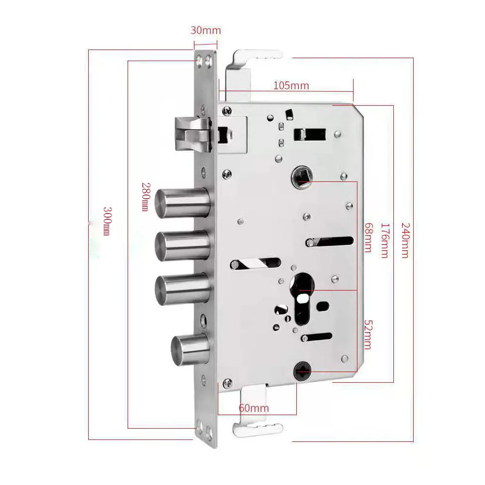 6068  Stainless Steel Smart Lock Body Size 30mm Round Latch 105mm 90mm Deep Fingerprint Lock Accessories