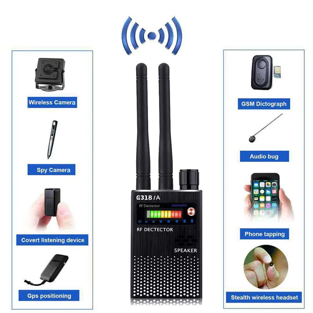 G318 1MHz-8000MHz Wireless RF Signal Detect GSM Radio Device WiFi Bug Finder Hidden Camera GPS Tracker Spy-Cameras Scanner G318A