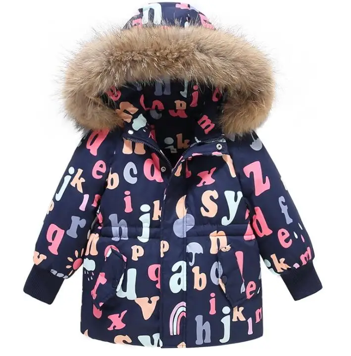 children's Winter Down Jacket for Girls Clothes waterproof Outdoor hooded coat Kids parka real fur clothing