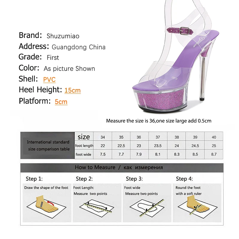 Stripper pole Sandalias Transparentes Mujer Shoes Clear Sandals High Heels Women Shoes Platform High Sandals Sexy New Heel 15cm