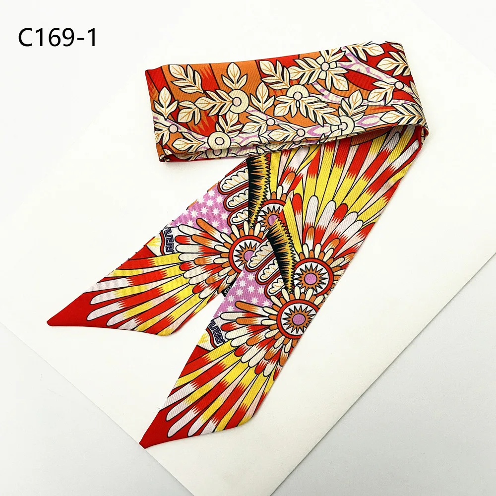 Hot Leopard Parrot Heart Skinny Scarf Women Luxury Brand Bag Scarves 2021 New Design Summer Neckerchief Silk Scarf  Ladies