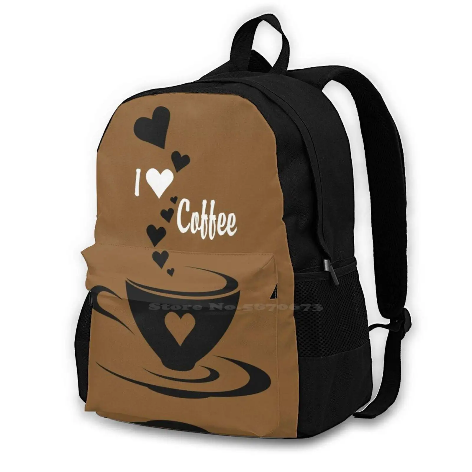 Coffe Kiss New Arrivals Unisex Bags Casual Bag Backpack Carmelita Con Cartel De Amor Por El Café Coffe Coffe Backpack With A