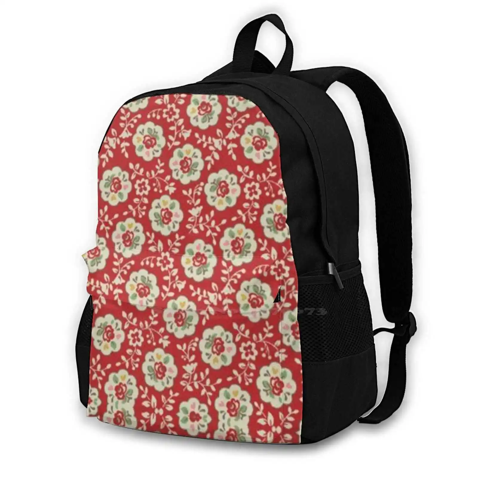 Pink Design School Bags Travel Laptop Backpack Floral Flowers Pattern Pretty Vintage Pink Girly Roses Shabby Chic Kitsch Nature