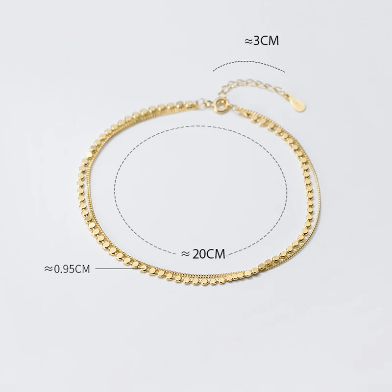 MIQIAO Geometric Anklet Women 925 Sterling Silver Rose Gold Female Simple Fashion Chain For Ladies Sweet Aesthetic Jewelry Gift