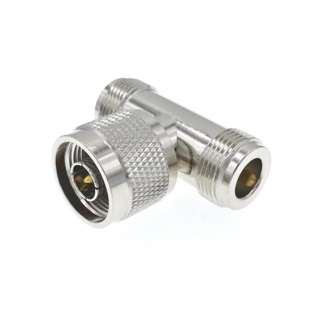 N Male To 2 N Female Jack Triple T Adapter Connector in series