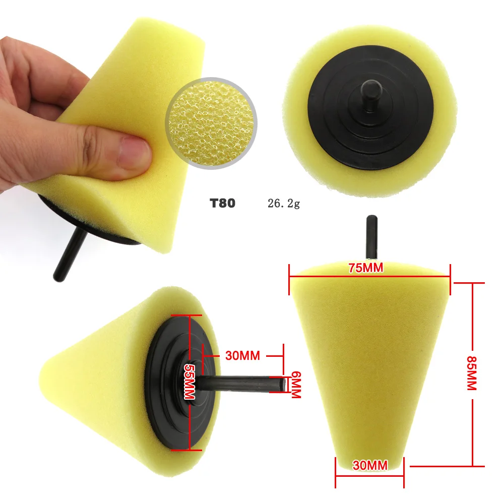 M10 Drill Polishing Pads for Wheel Hub Cone Cleaning Sponge Buffing and Waxing Ball for Automotive Polisher Car Care Beauty