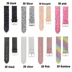 Leather Watch Strap for Samsung Galaxy Watch 42mm Active 2 Bling Replacement Glitter Watch Band Bracelet