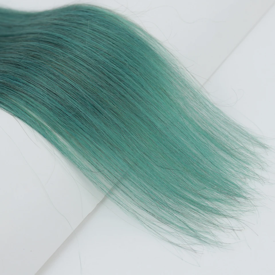 Sleek Hetero Pacotes de cabelo humano, Jade Green, Remy cabelo brasileiro, extensões de cabelo, Pacotes únicos, Cabelo colorido, 28 em