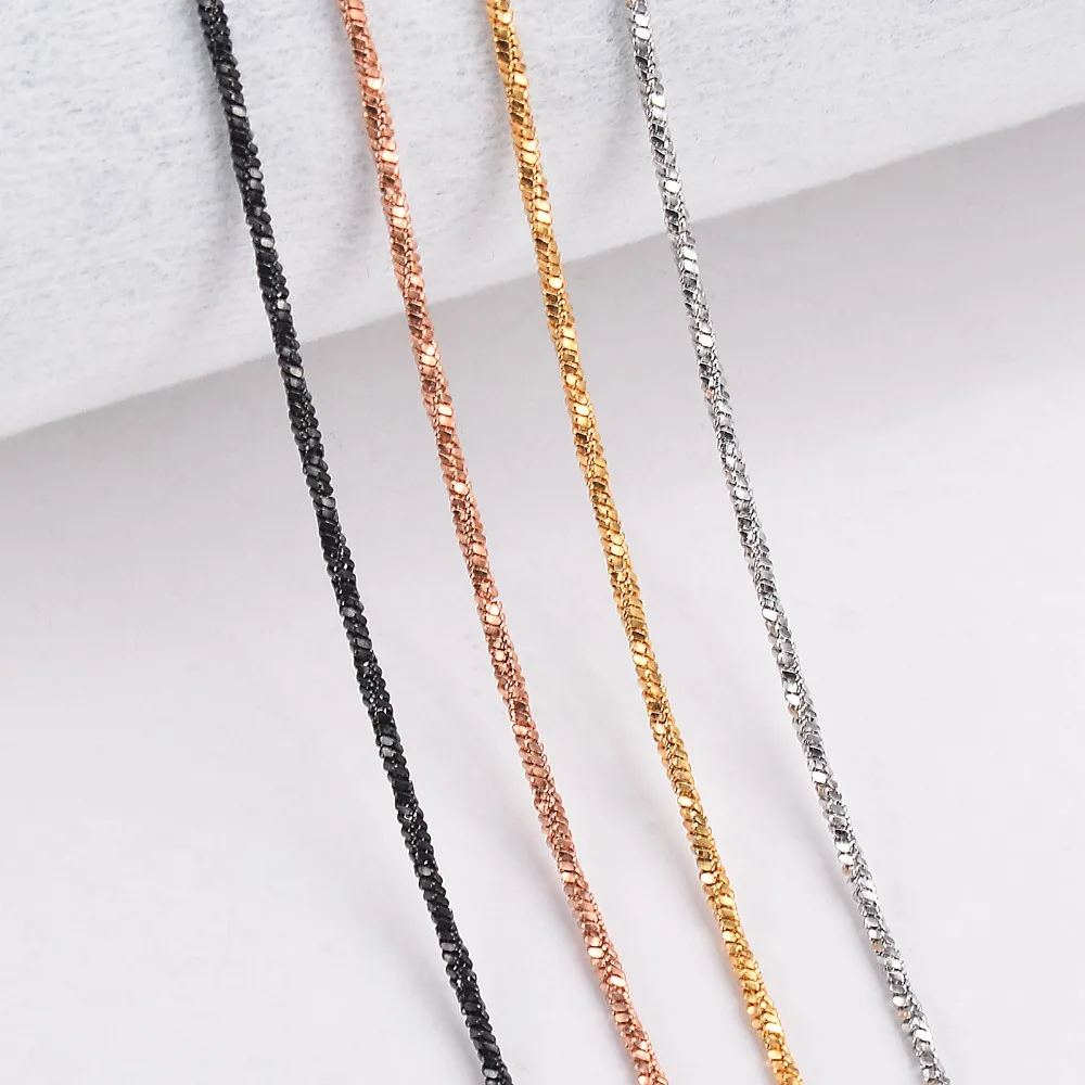 1 Stück, Breite 1,2 mm, winzige, gedrehte quadratische Schlangenkette, Halskette aus Edelstahl, Choker-Halskette für Damen, Collier – Detail 1