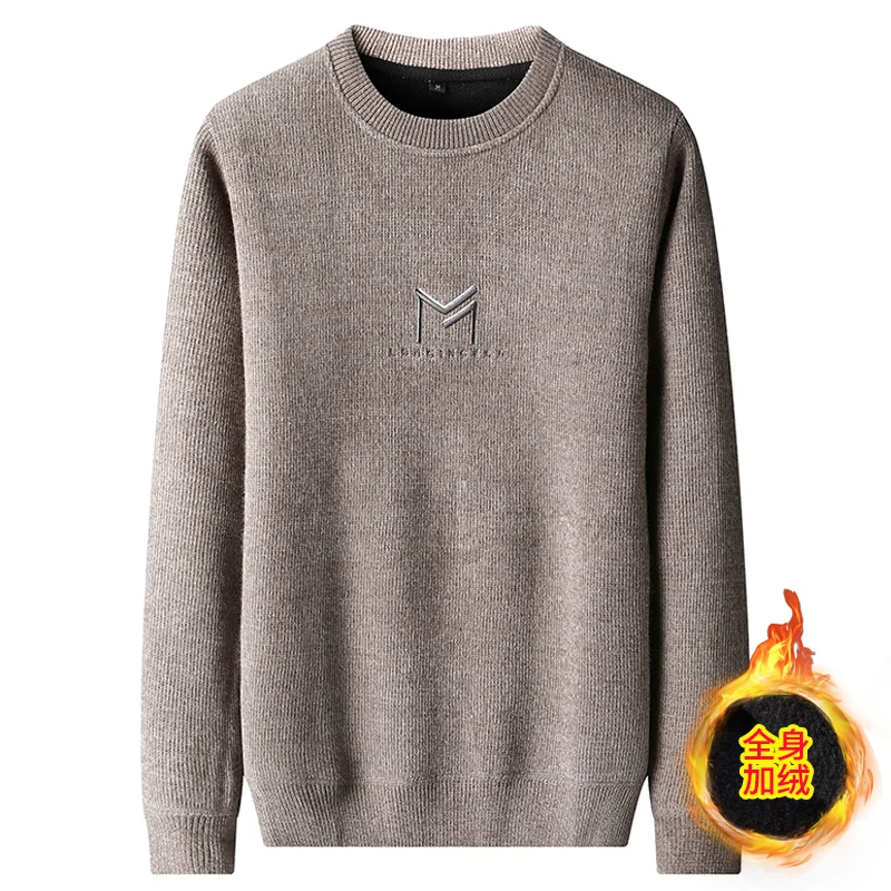 Men's Fleece Jumper Thick Sweater Autumn Winter New Bottom Blouse Warm wool Casual Loose High Quality Hombre O-neck Pullover