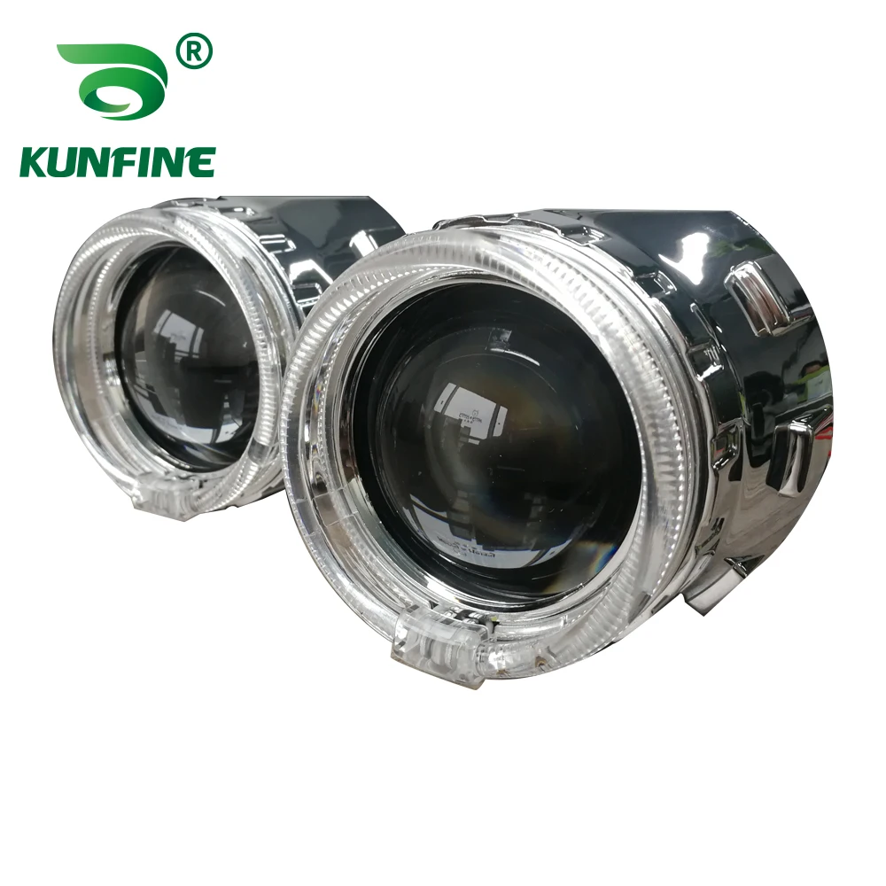 

KUNFINE 2 шт./лот 2,5-дюймовый биксеноновый HID-объектив для проектора, кожухи для автомобиля дальнего/ближнего света с ангельскими глазами для фар автомобиля